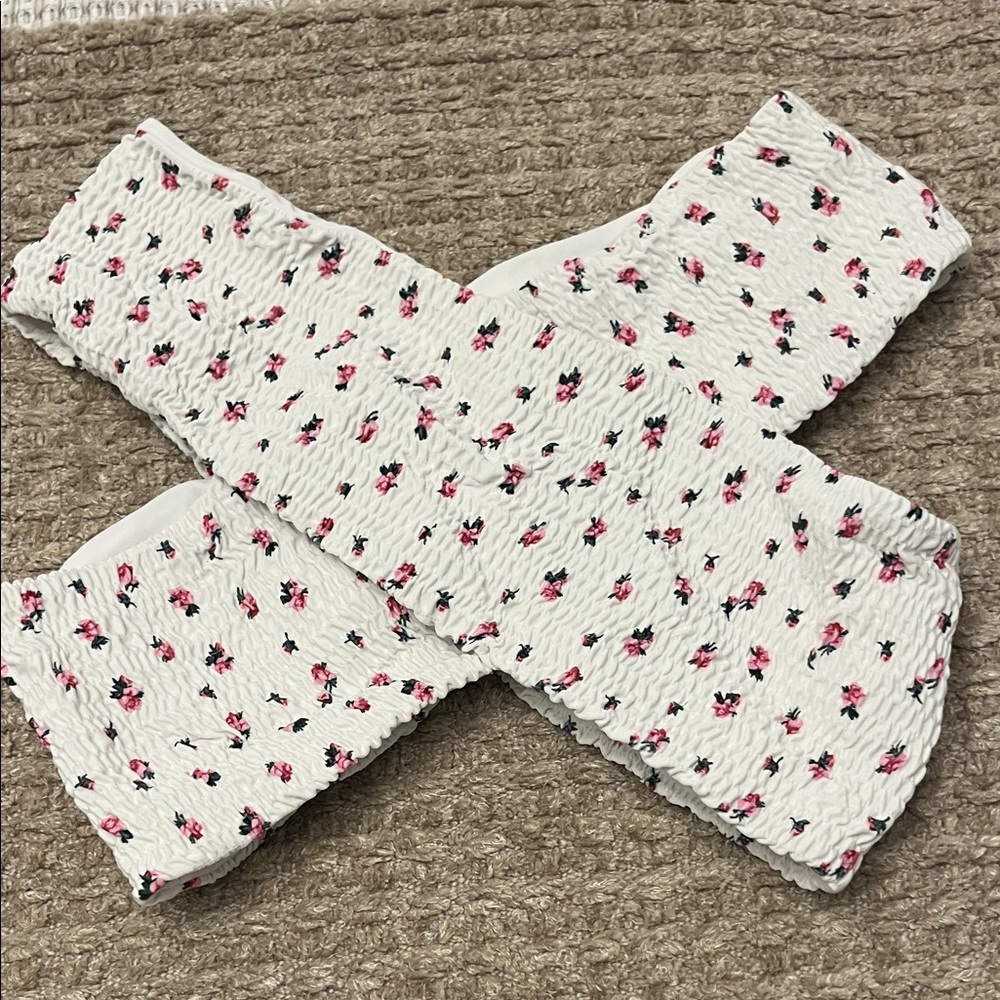 LPA White and Pink Floral bikini top